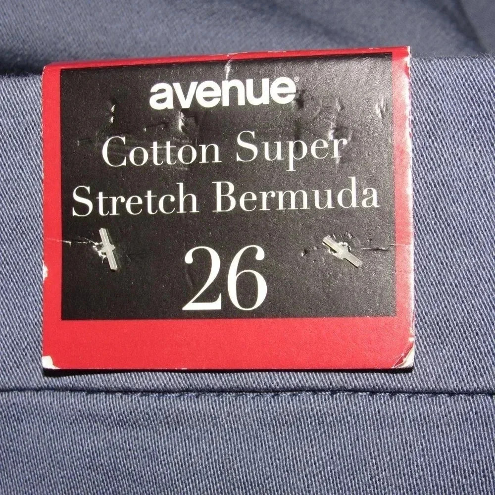 NWT AVENUE Cotton Super Stretch Gray Bermuda Shorts Plus Size 26 (13” inseam) - Picture 4 of 5